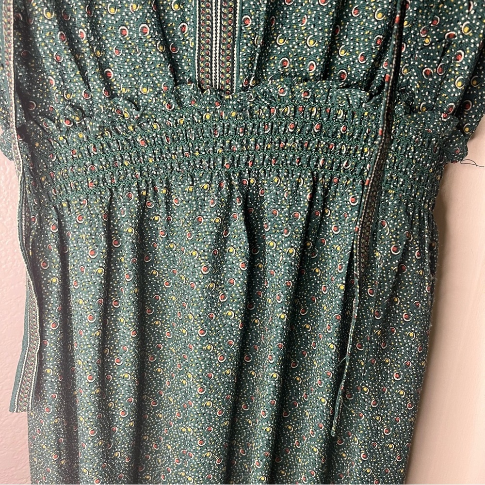 Max Studio | green country maxi dress with folky florals, size small - Picture 7 of 12